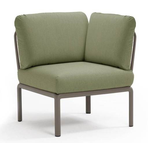 Element de colt Nardi Komodo 5  78cm  cadru tortora  perne verde giungla Sunbrella