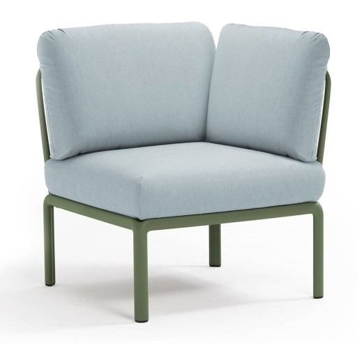 Element de colt Nardi Komodo 5  78cm  cadru verde  perne bleu ghiaccio Sunbrella