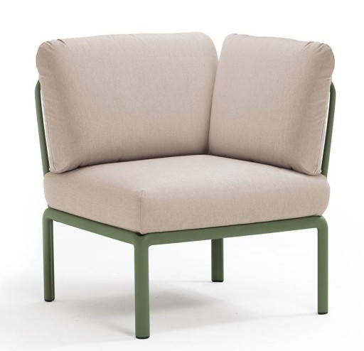 Element de colt Nardi Komodo 5  78cm  cadru verde  perne canvas Sunbrella