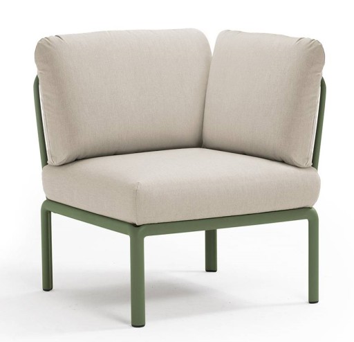 Element de colt Nardi Komodo 5  78cm  cadru verde  perne gri Tech Panama