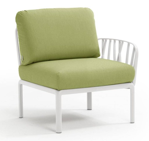 Element terminal Nardi Komodo 5  72cm dreapta/stanga  cadru alb  perne verde avocado Sunbrella