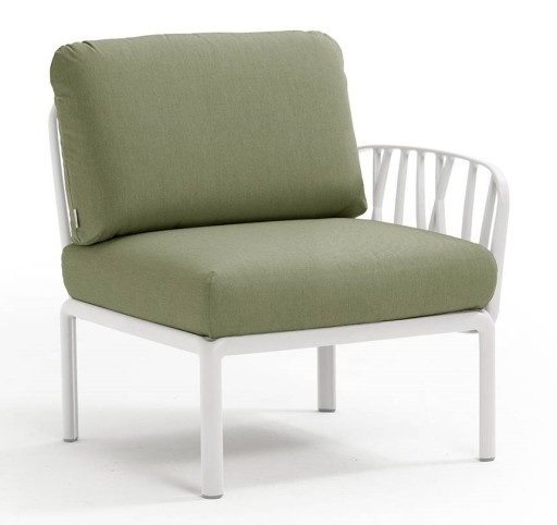 Element terminal Nardi Komodo 5  72cm dreapta/stanga  cadru alb  perne verde giungla Sunbrella