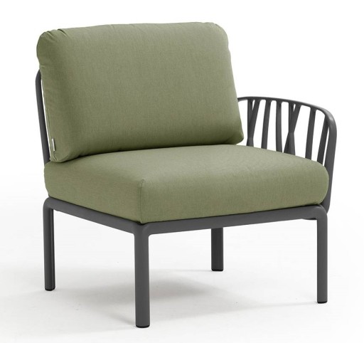 Element terminal Nardi Komodo 5  72cm dreapta/stanga  cadru antracit  perne verde giungla Sunbrella