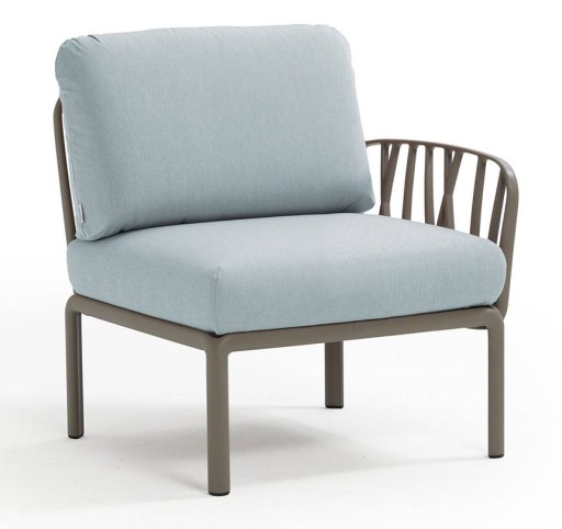 Element terminal Nardi Komodo 5  72cm dreapta/stanga  cadru tortora  perne bleu ghiaccio Sunbrella