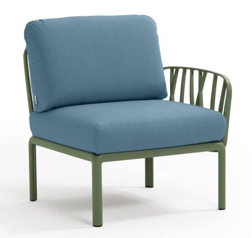 Element terminal Nardi Komodo 5  72cm dreapta/stanga  cadru verde  perne albastru adriatic Sunbrella