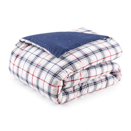 Cearceaf pentru pilota Tommy Hilfiger Navy Checks 260x240cm  Natural