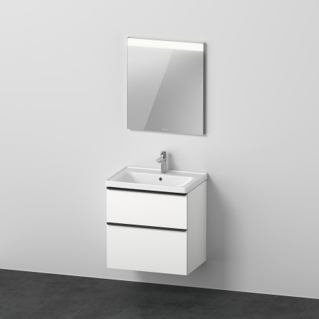 Set mobilier Duravit D-Neo cu dulap baza cu doua sertare 65x48cm  alb mat decor  lavoar si oglinda cu iluminare