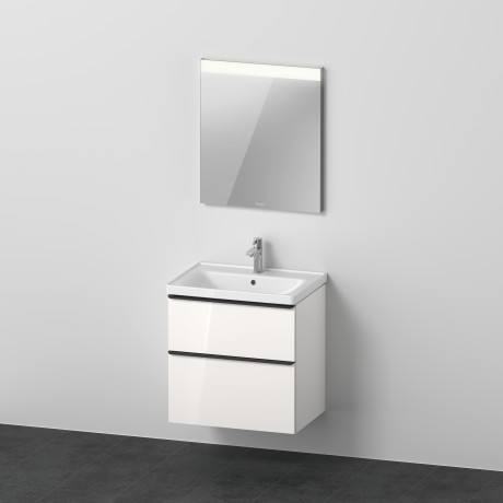 Set mobilier Duravit D-Neo cu dulap baza cu doua sertare 65x48cm  alb lucios  lavoar si oglinda cu iluminare