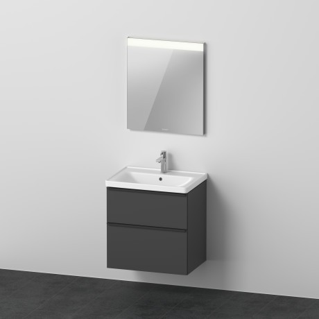 Set mobilier Duravit D-Neo cu dulap baza cu doua sertare 65x48cm  grafit mat  lavoar si oglinda cu iluminare
