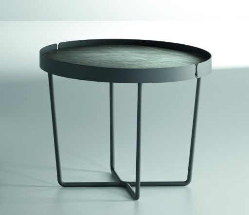 Masuta Dexo Trino diametru 60cm  h 45cm  baza metalica negru  blat ceramic Vulcano Nero