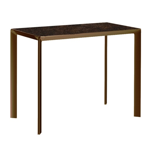 Masa consola Dexo Class Lite 120x45cm  h74cm  baza metal bronz  blat ceramic Vulcano Moka