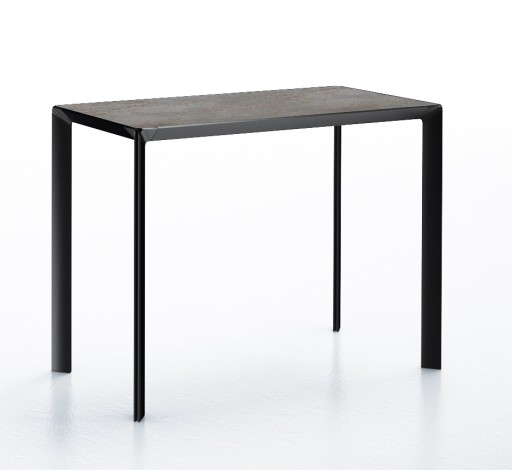 Masa consola Dexo Class Lite 120x45cm  h74cm  baza metal negru  blat ceramic Vulcano Nero
