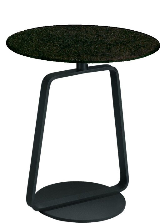 Masuta Dexo Bottles diametru 40cm  h45cm  baza metalica black  blat ceramic Vulcano Nero