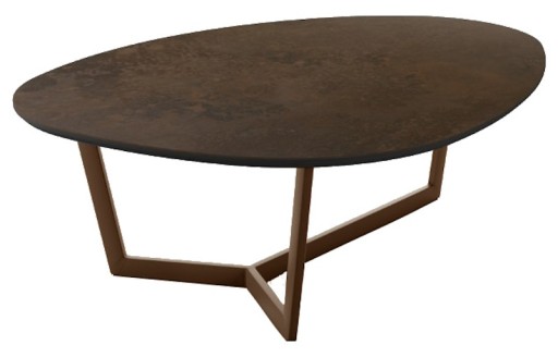 Masuta Dexo Combo 102x81cm  h35cm  baza metalica bronz  blat ceramic Vulcano Moka