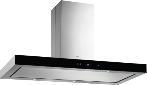 Hota insula Teka DPL 1180 Island 110 cm  3 trepte + turbo  sistem de extractie perimetral  650 m3/h turbo  inox + cristal negru