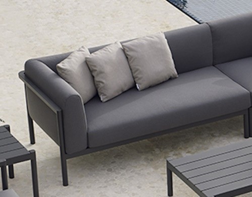 Canapea modulara exterior Point Origin cu 2 locuri  brat dreapta  cadru gri aluminiu  textil gri G2 1268