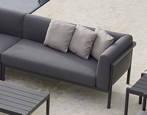 Canapea modulara exterior Point Origin cu 2 locuri  brat stanga  cadru gri aluminiu  textil gri G2 1268