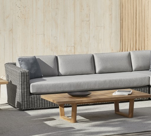 Canapea modulara exterior Point Heritage cu 3 locuri  brat dreapta  structura aluminiu  cadru gri  textil gri G2 1252