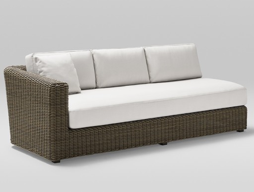 Canapea modulara exterior Point Heritage cu 3 locuri  brat dreapta  structura aluminiu  cadru maro  textil alb G1 22