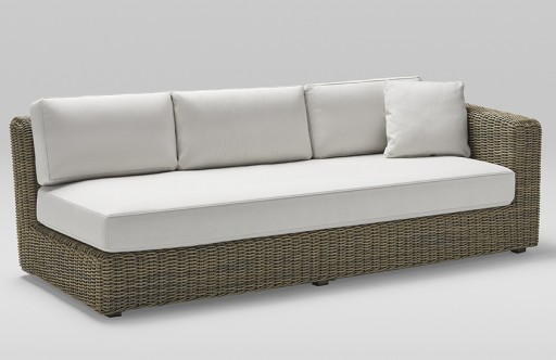 Canapea modulara exterior Point Heritage cu 3 locuri  brat stanga  structura aluminiu  cadru maro  textil alb G1 22