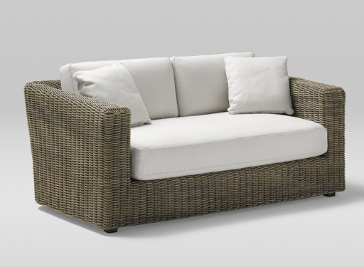 Canapea exterior Point Heritage cu 2 locuri  structura aluminiu  cadru maro  textil alb G1 22