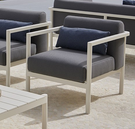 Fotoliu exterior Point Origin  cadru crem aluminiu  textil gri G2 1252