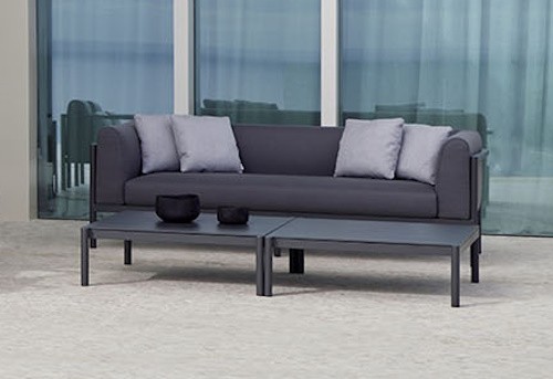 Canapea exterior Point Origin cu 3 locuri  cadru gri aluminiu  textil gri G2 1268