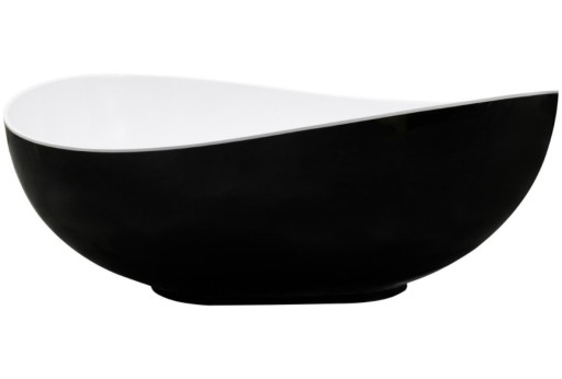 Cada freestanding Besco Siya Black & White Matt 172x100cm  ventil click-clack cu top cleaning negru  alb