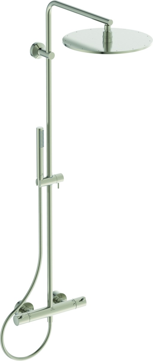 Coloana de dus Ideal Standard Ceratherm T125 cu baterie termostatata si palarie Round 300mm  argintiu