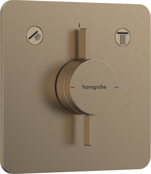 Baterie cada - dus Hansgrohe DuoTurn Q cu doua functii  montaj incastrat  necesita corp ingropat  bronz periat