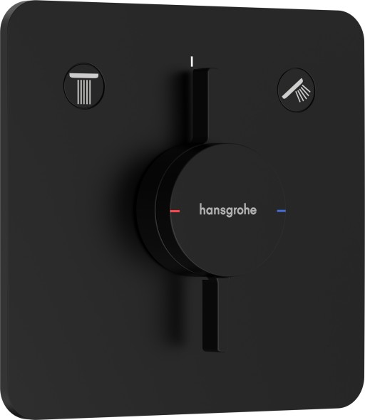 Baterie cada - dus Hansgrohe DuoTurn Q cu doua functii  montaj incastrat  necesita corp ingropat  negru mat