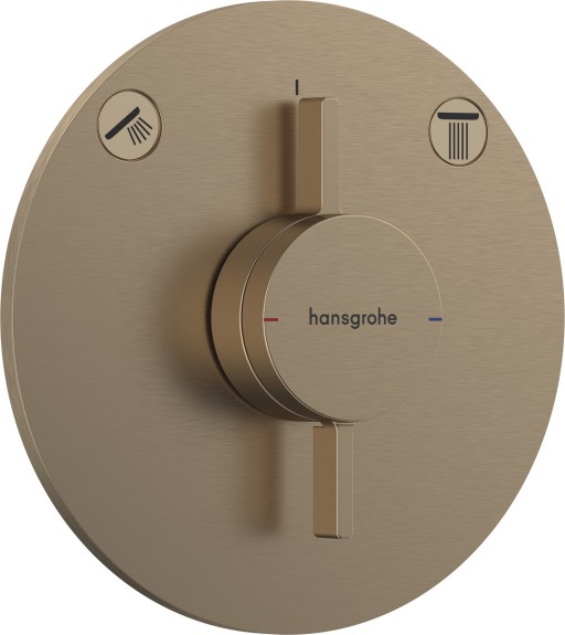 Baterie cada - dus Hansgrohe DuoTurn S cu doua functii  montaj incastrat  necesita corp ingropat  bronz periat