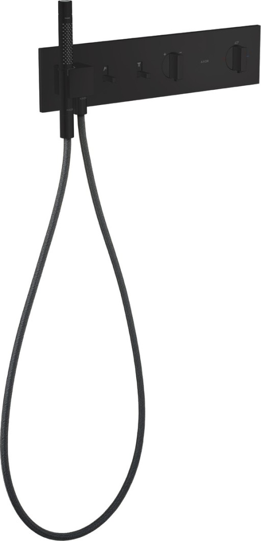 Baterie cada - dus termostatata Axor ShowerComposition 470/110 cu 2 functii  montaj incastrat  necesita corp ingropat  negru mat