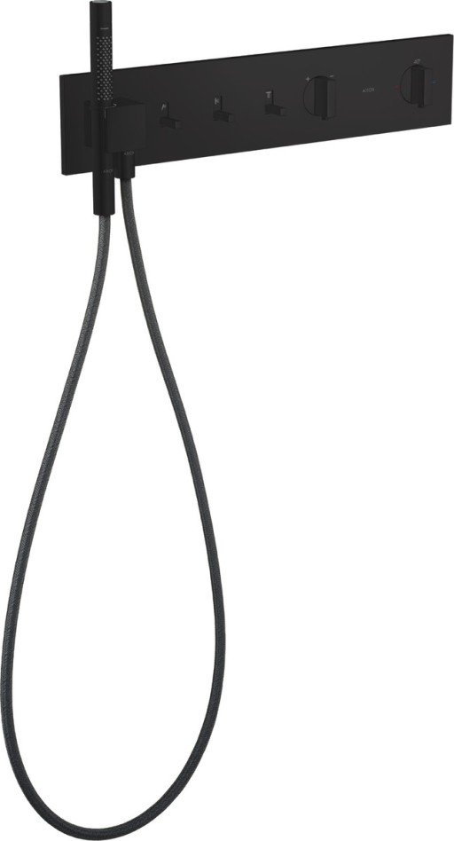 Baterie cada - dus termostatata Axor ShowerComposition 540/110 cu 3 functii  montaj incastrat  necesita corp ingropat  negru mat