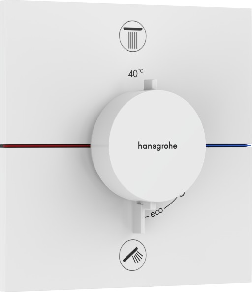 Baterie cada - dus termostatata Hansgrohe ShowerSelect Comfort E cu 2 functii  montaj incastrat  necesita corp ingropat  alb mat