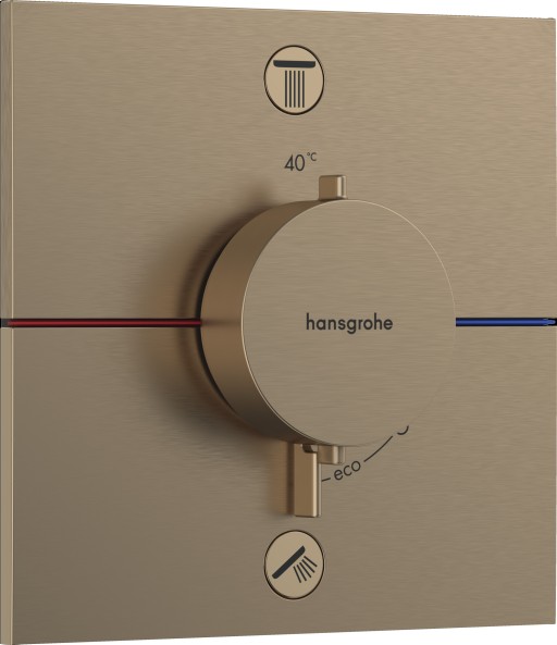 Baterie cada - dus termostatata Hansgrohe ShowerSelect Comfort E cu 2 functii  montaj incastrat  necesita corp ingropat  bronz periat