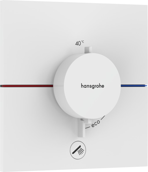 Baterie cada - dus termostatata Hansgrohe ShowerSelect Comfort E cu montaj incastrat  necesita corp ingropat  alb mat
