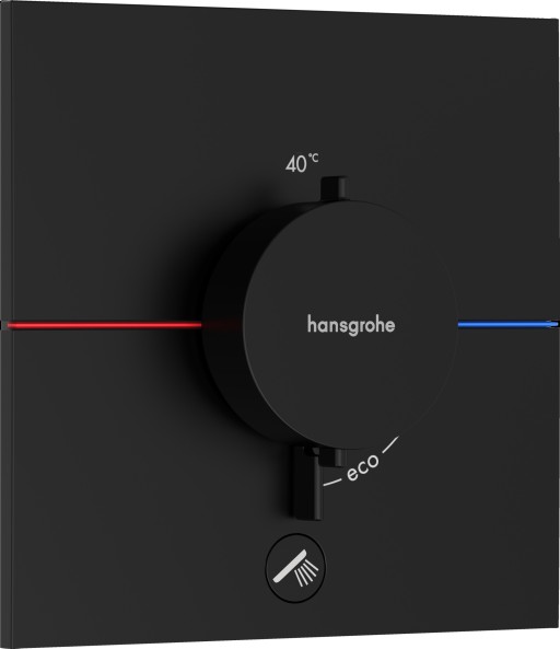 Baterie cada - dus termostatata Hansgrohe ShowerSelect Comfort E cu montaj incastrat  necesita corp ingropat  negru mat