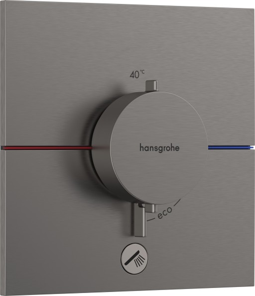 Baterie dus termostatata Hansgrohe ShowerSelect Comfort E cu montaj incastrat  necesita corp ingropat  negru periat