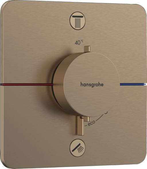 Baterie cada - dus termostatata Hansgrohe ShowerSelect Comfort Q cu 2 functii  montaj incastrat  necesita corp ingropat  bronz periat
