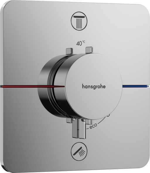 Baterie cada - dus termostatata Hansgrohe ShowerSelect Comfort Q cu 2 functii  montaj incastrat  necesita corp ingropat  crom