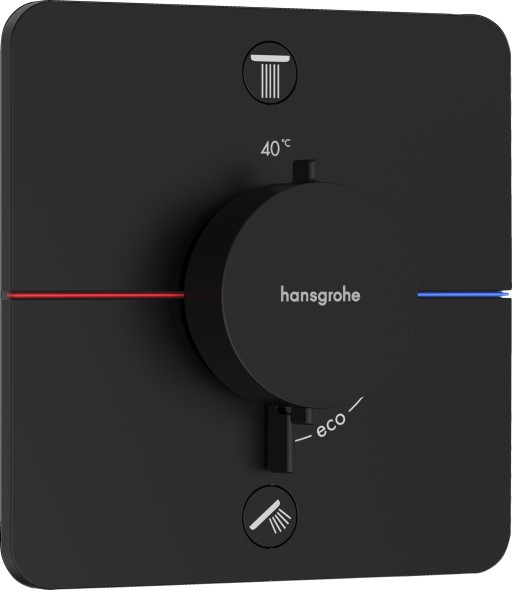 Baterie cada - dus termostatata Hansgrohe ShowerSelect Comfort Q cu 2 functii  montaj incastrat  necesita corp ingropat  negru mat