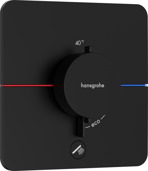 Baterie cada - dus termostatata Hansgrohe ShowerSelect Comfort Q cu montaj incastrat  necesita corp ingropat  negru mat