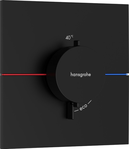 Baterie dus termostatata Hansgrohe ShowerSelect Comfort E cu montaj incastrat  necesita corp ingropat  negru mat