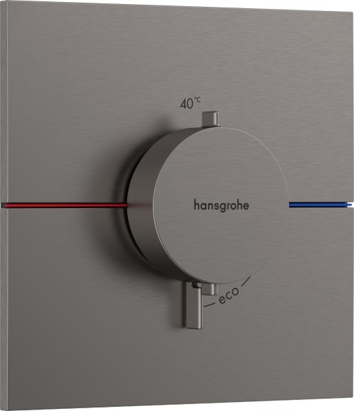 Baterie dus termostatata Hansgrohe ShowerSelect Comfort E cu montaj incastrat  necesita corp ingropat  negru periat