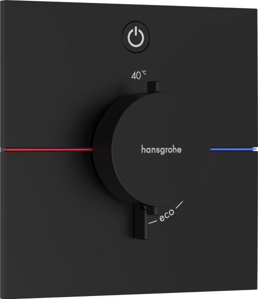 Baterie dus termostatata Hansgrohe ShowerSelect Comfort E On/Off cu montaj incastrat  necesita corp ingropat  negru mat