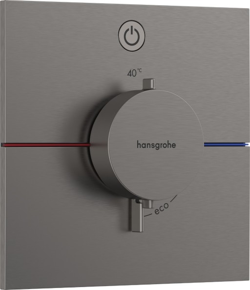 Baterie dus termostatata Hansgrohe ShowerSelect Comfort E On/Off cu montaj incastrat  necesita corp ingropat  negru periat