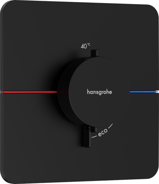 Baterie dus termostatata Hansgrohe ShowerSelect Comfort Q cu montaj incastrat  necesita corp ingropat  negru mat