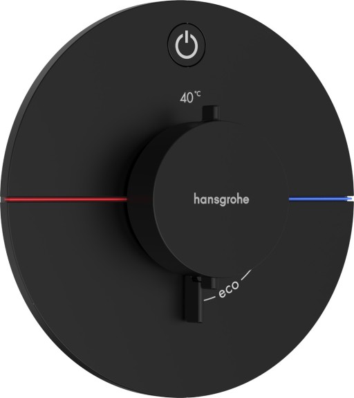 Baterie dus termostatata Hansgrohe ShowerSelect Comfort S On/Off cu montaj incastrat  necesita corp ingropat  negru mat