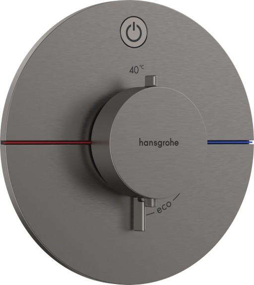 Baterie dus termostatata Hansgrohe ShowerSelect Comfort S On/Off cu montaj incastrat  necesita corp ingropat  negru periat